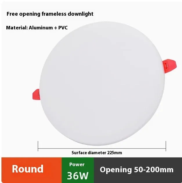 Ultra-thin aluminium LED panel light with adjustable hole tube mounting in circle and square shapes
