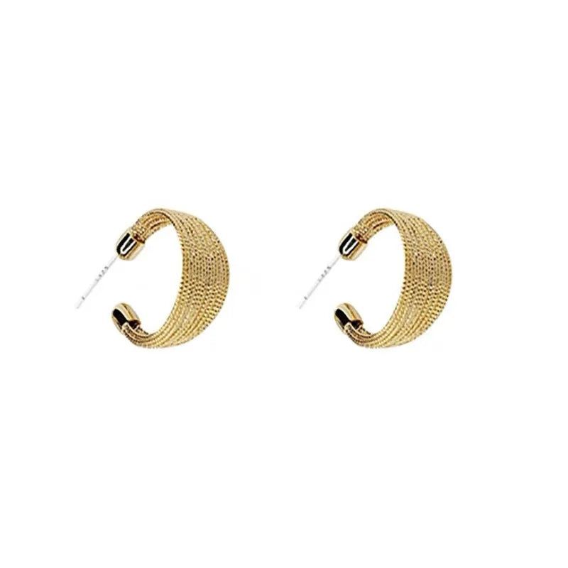 Geometric multi-layer earrings with electroplated gold or silver finish and clip or stud backings