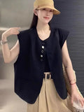 Women's loose fit short vest with pocket in black or milky white