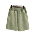 Men's distressed cotton shorts in straight cut loose casual style showing colour options