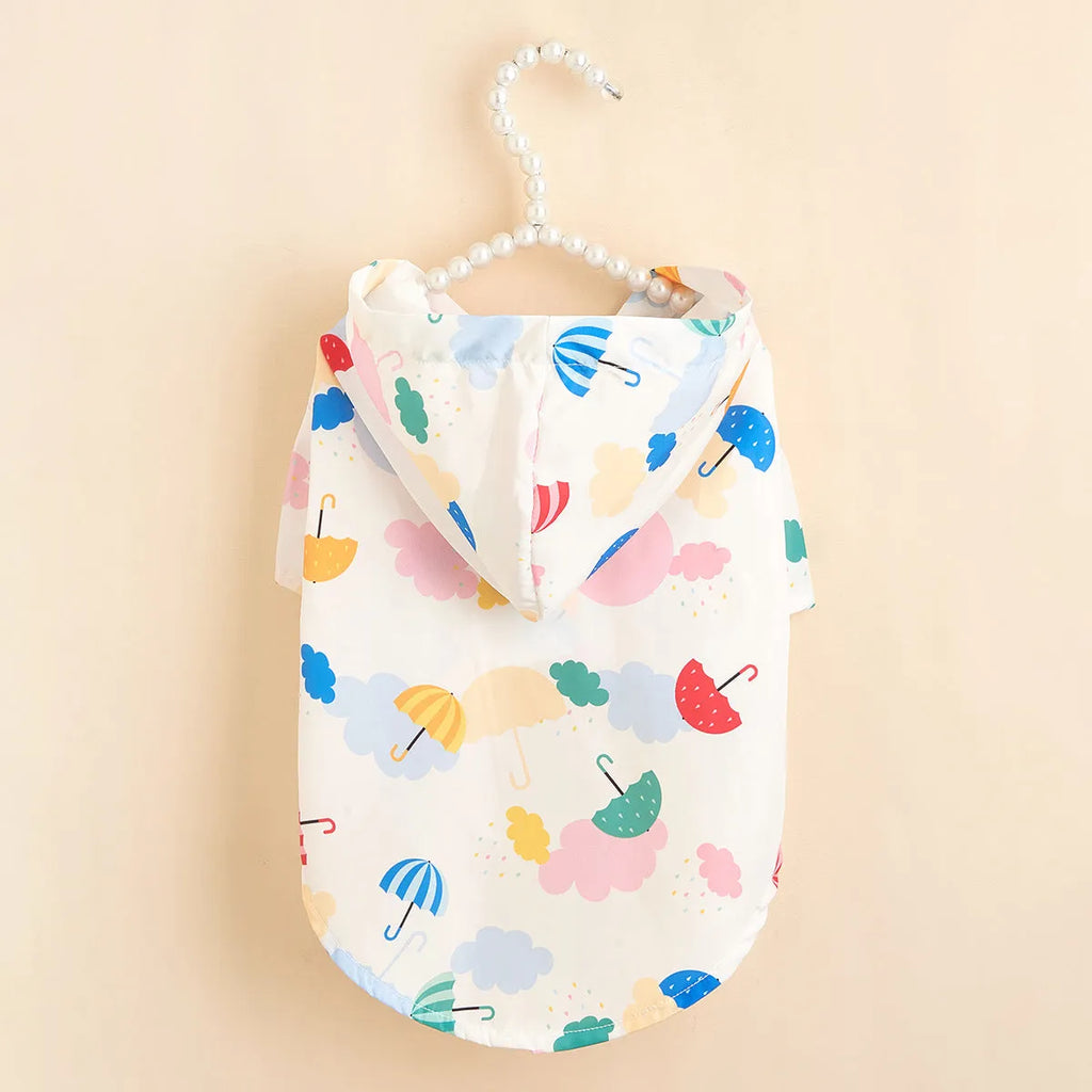 Cartoon umbrella pattern pet raincoat for small dogs and cats in colourful design