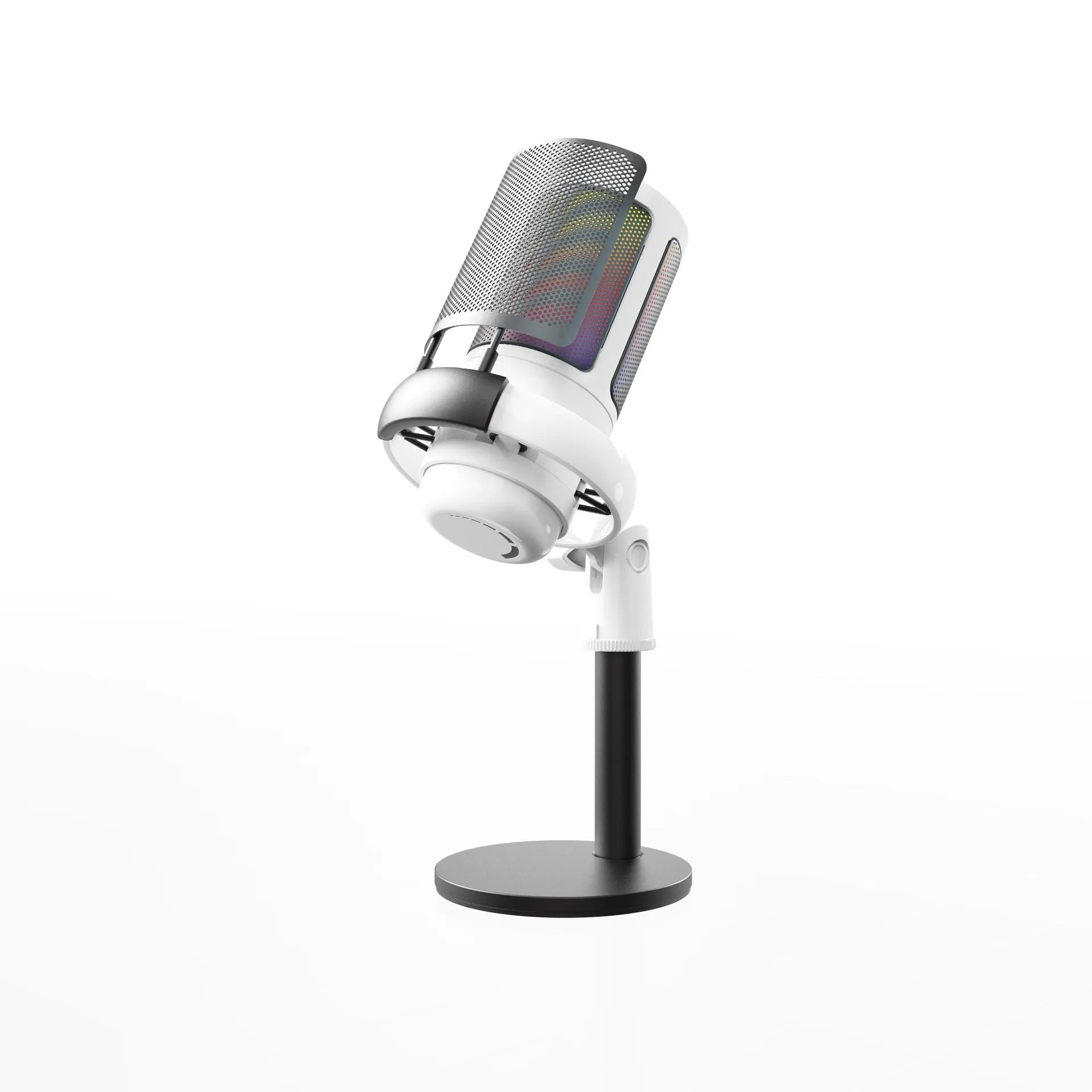 RGB condenser USB microphone for computer streaming in black, white, or pink colours