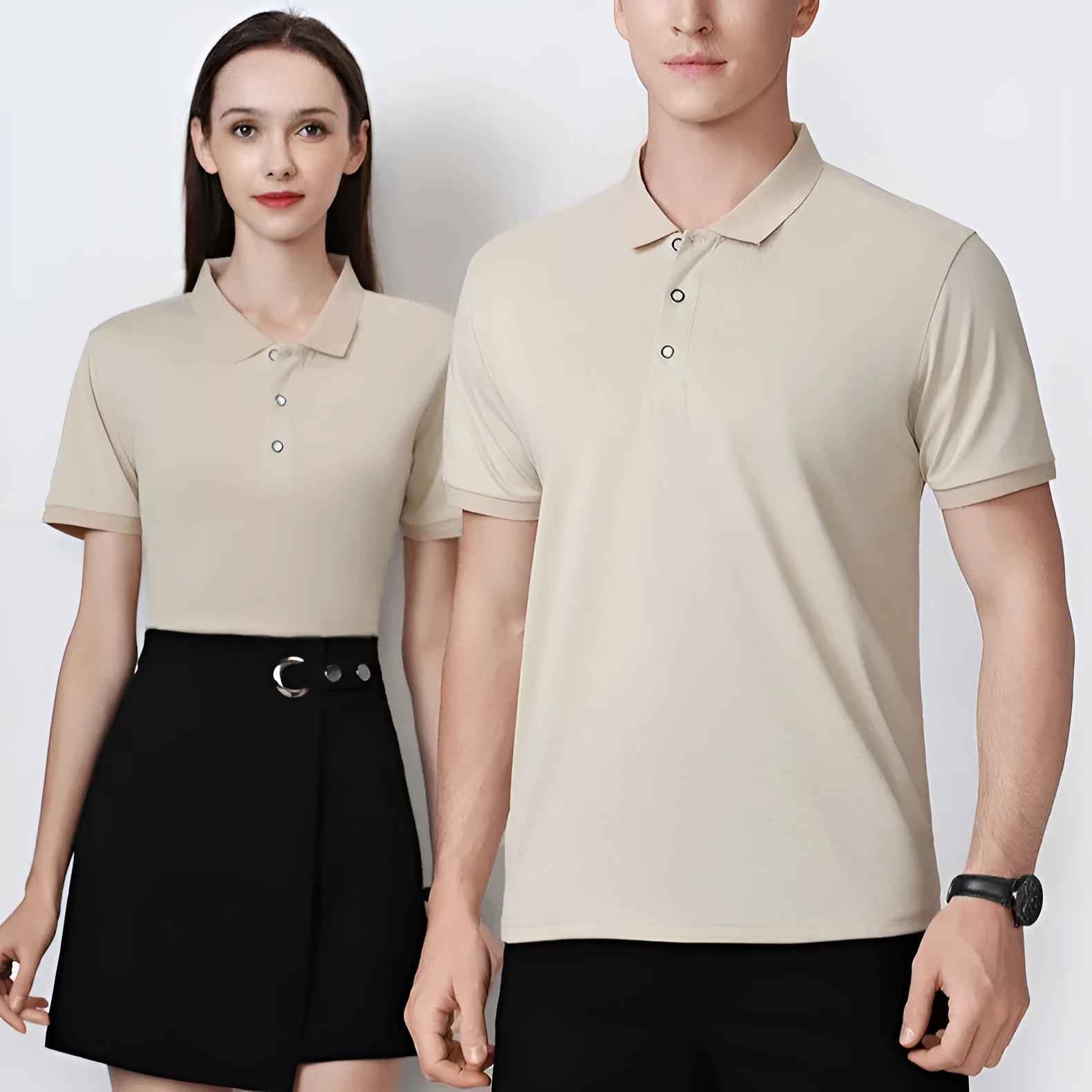 Short sleeve men's polo shirt with an advertising logo, shown in multiple colours.