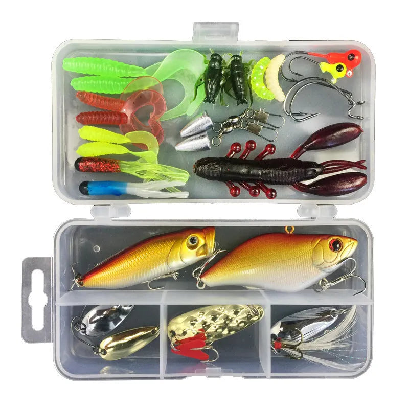Junior entry-level fishing lure suit set in a PP plastic storage box.