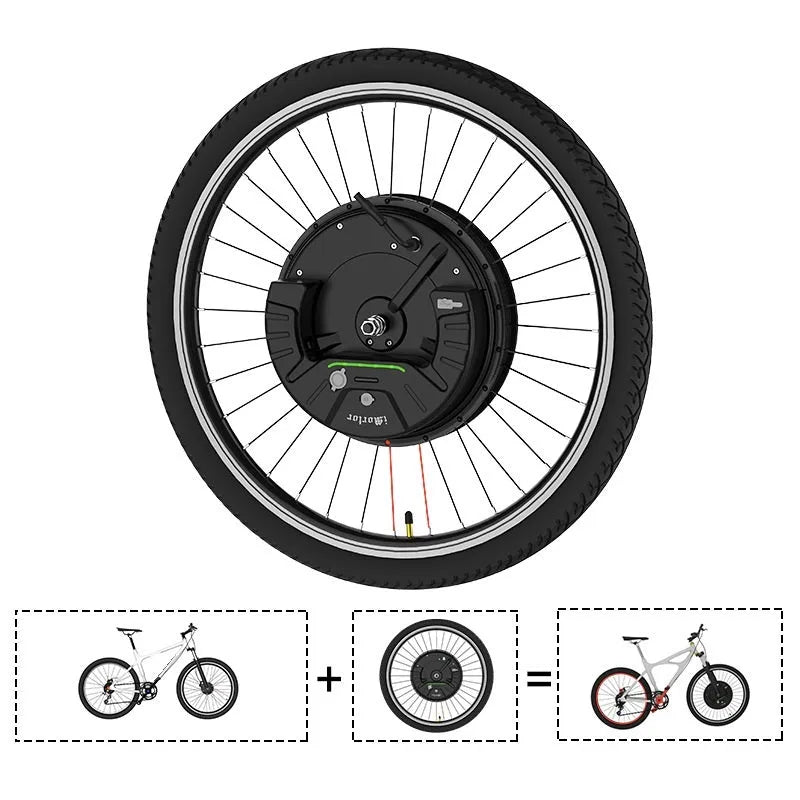 Black alloy hub electric conversion wheel for mountain bicycle with intelligent micro-power motor