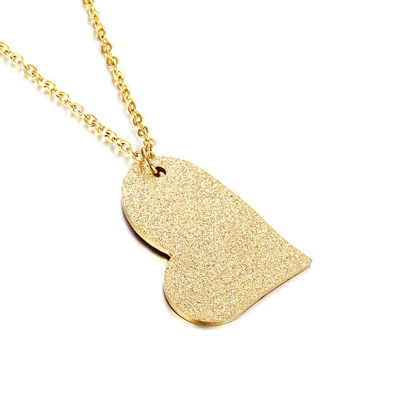 Women's titanium steel necklace with geometric heart pendant in colour KN25736-Z