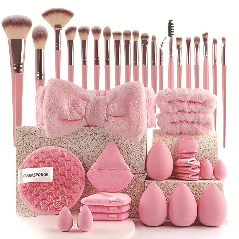 Hydrophilic non-latex beauty tools combination suit with multiple pieces for face wash and makeup application