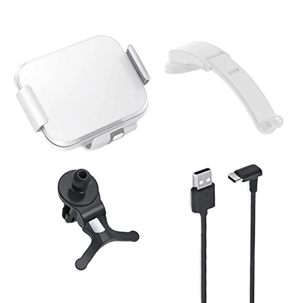 Grey wireless charging car phone holder with folding screen, air vent clip and suction cup mount