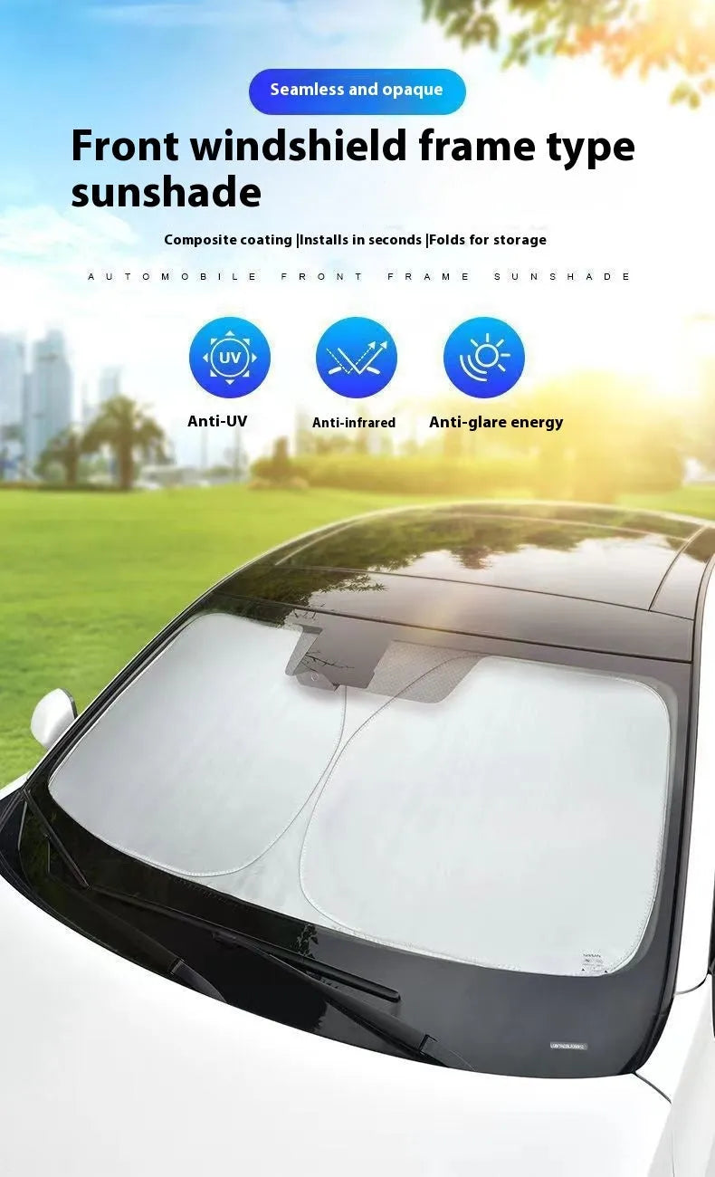Aluminium foil car windscreen sunshade in titanium silver colour