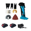 Rechargeable brushless lithium battery trimming machine and plastic storage box with accessories.