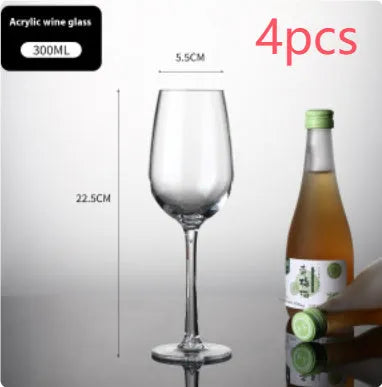 Clear acrylic wine bottle tumbler for party catering, available in 300ml and 550ml sizes.