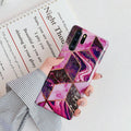Electroplated marble pattern TPU phone case for Huawei and Samsung smartphones in multiple colours