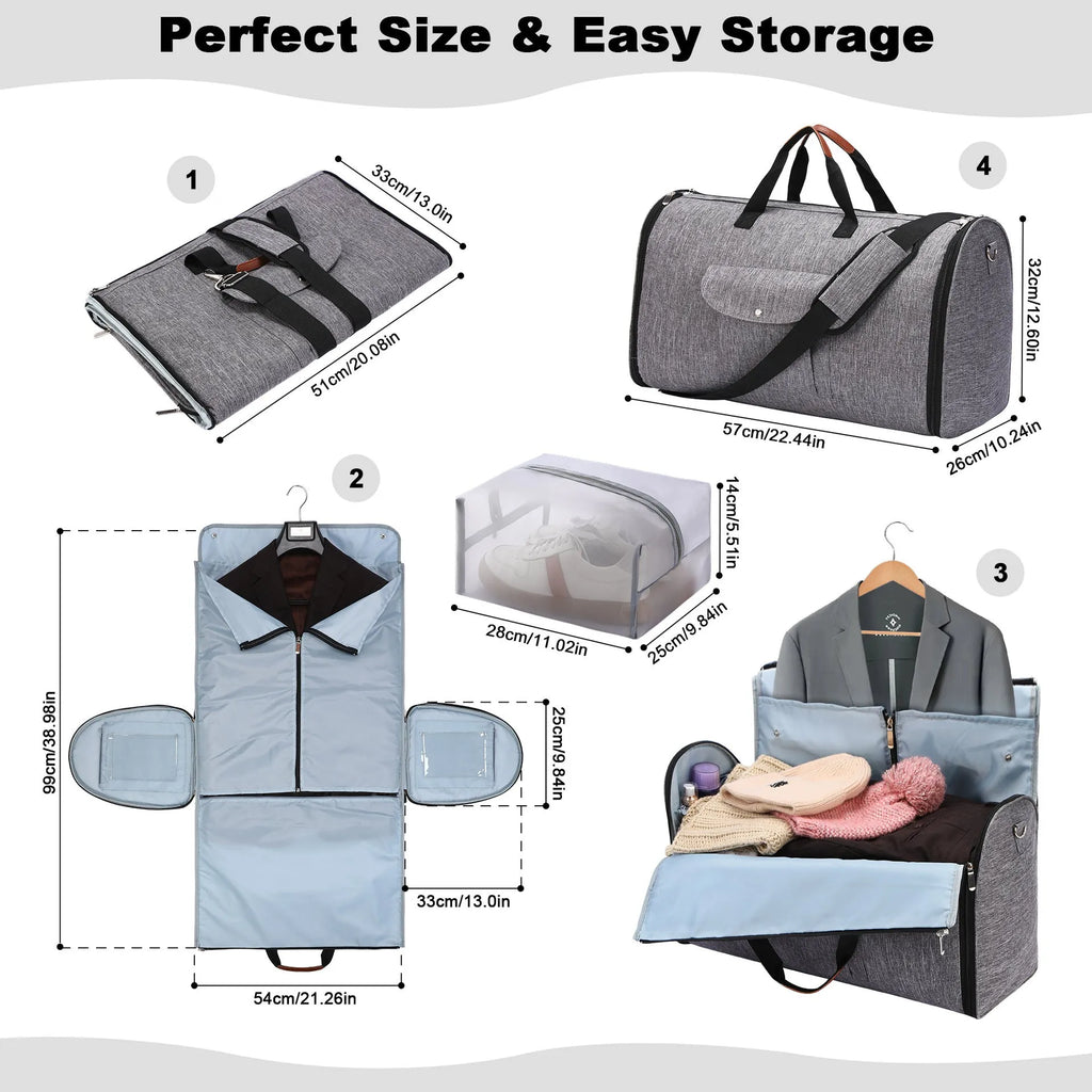 Folding multifunctional luggage bag in Oxford cloth with 36-55L capacity for travel and workouts