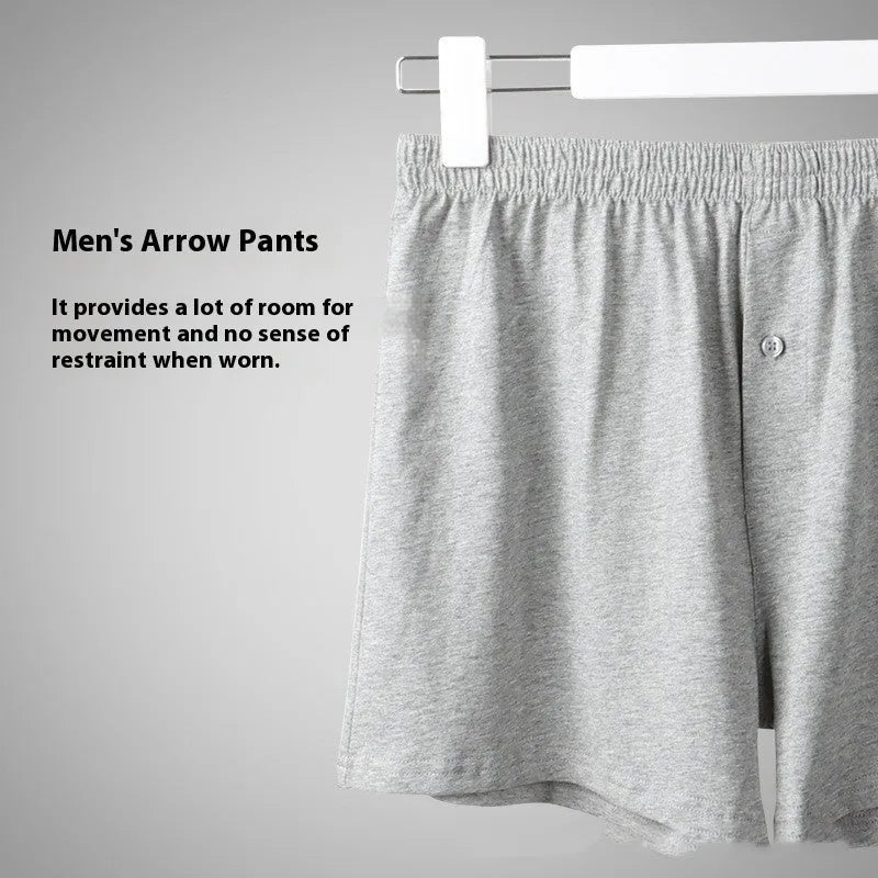 Men's pure cotton boxer shorts in light grey colour with high waist design and loose fit