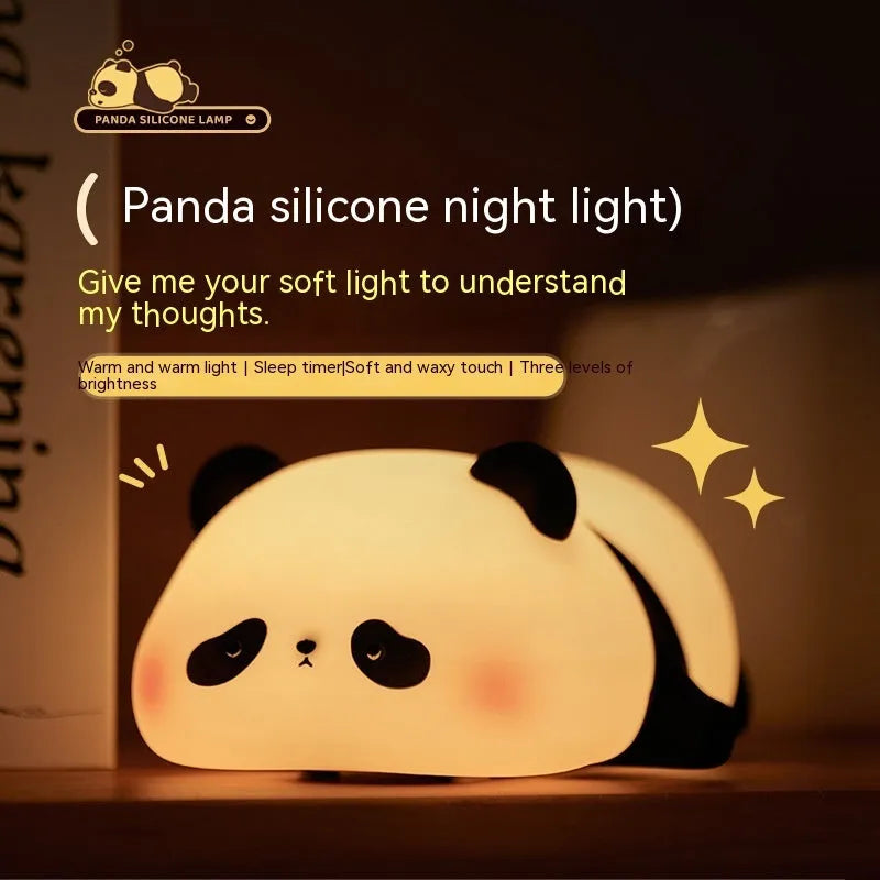 Panda-shaped night light with rechargeable battery and clap control for children's bedrooms