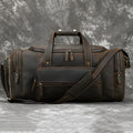 Men's genuine leather handbag large capacity 58cm dark brown full-grain cowhide crossbody bag
