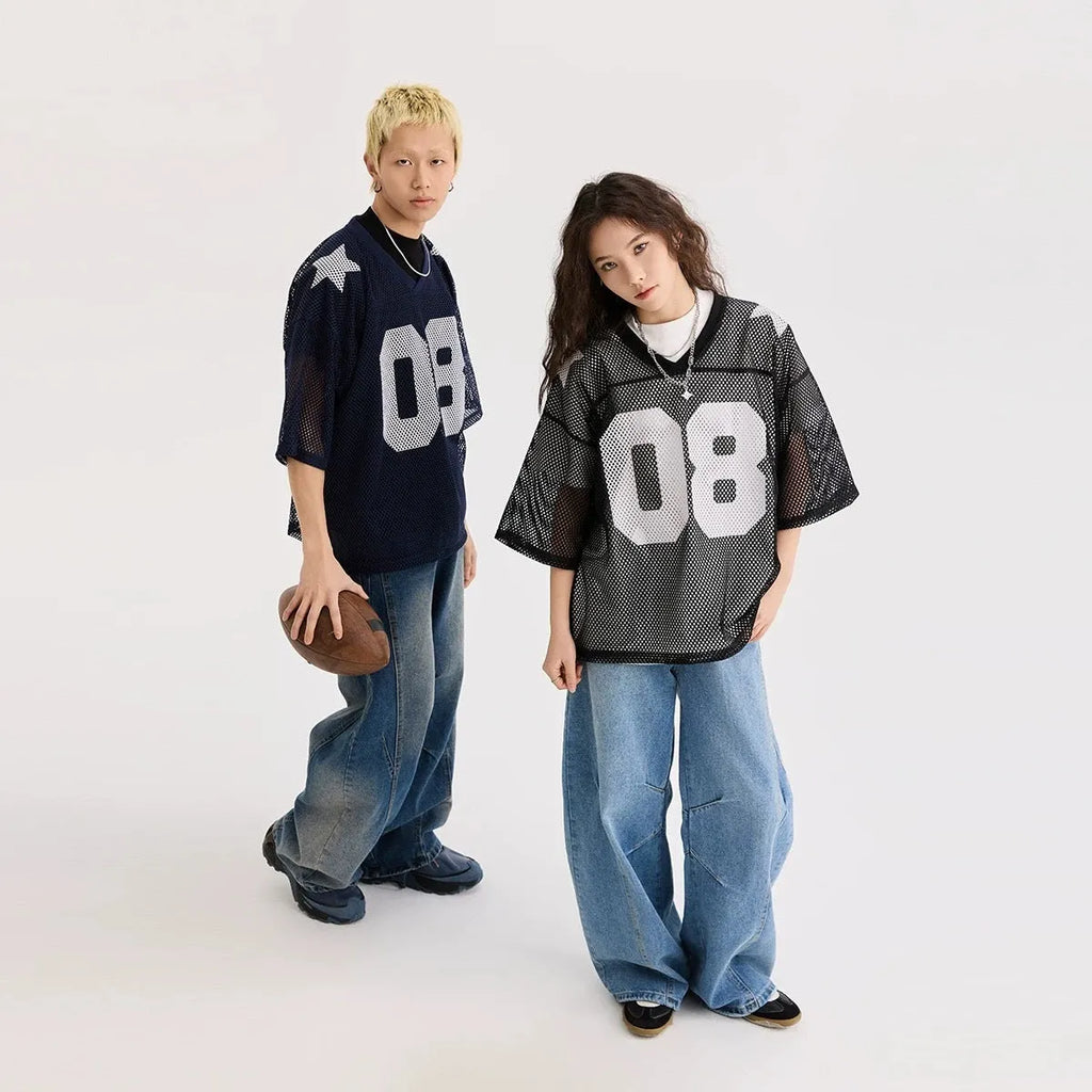 Half sleeve pullover shirt in loose fit with letter pattern, black and navy blue colour options