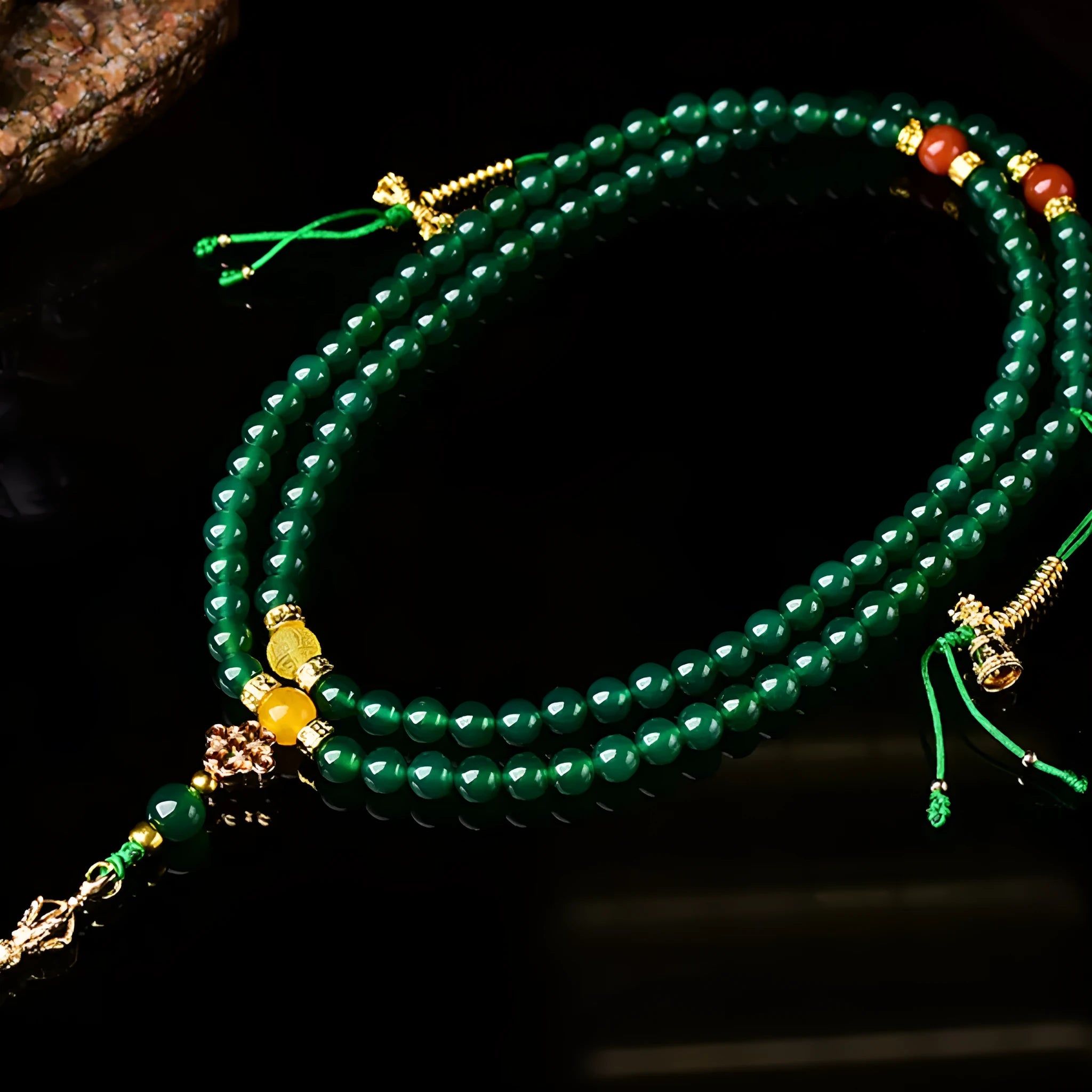 Brazilian green agate multi-circle bracelet showing natural stone beads in three size options