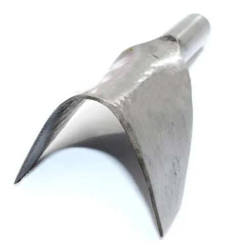 Six steel leather craft punch tools showing half-round and V-shaped profiles, sizes 15mm to 40mm.