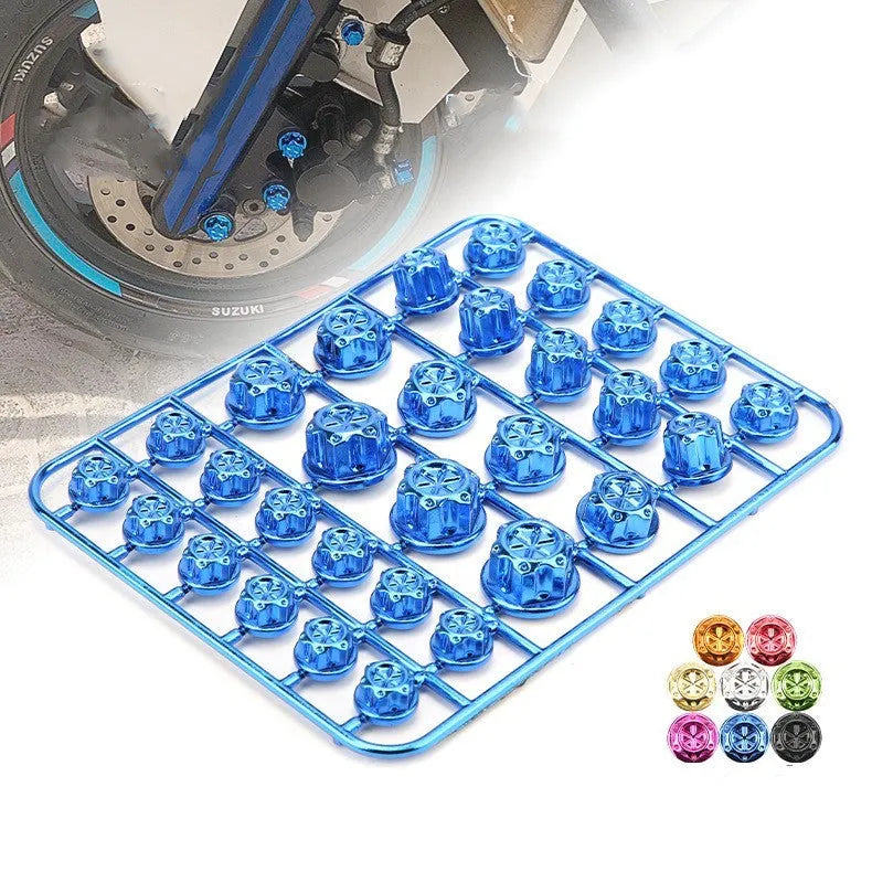 30-piece ABS plastic motorcycle screw cap set in eight colours for engine bolt hole protection