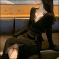 Black women's slim fit polyester skirt with princess dress style