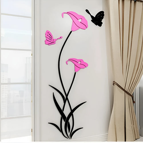 Lily design 3D acrylic wall sticker in multiple colour and size options