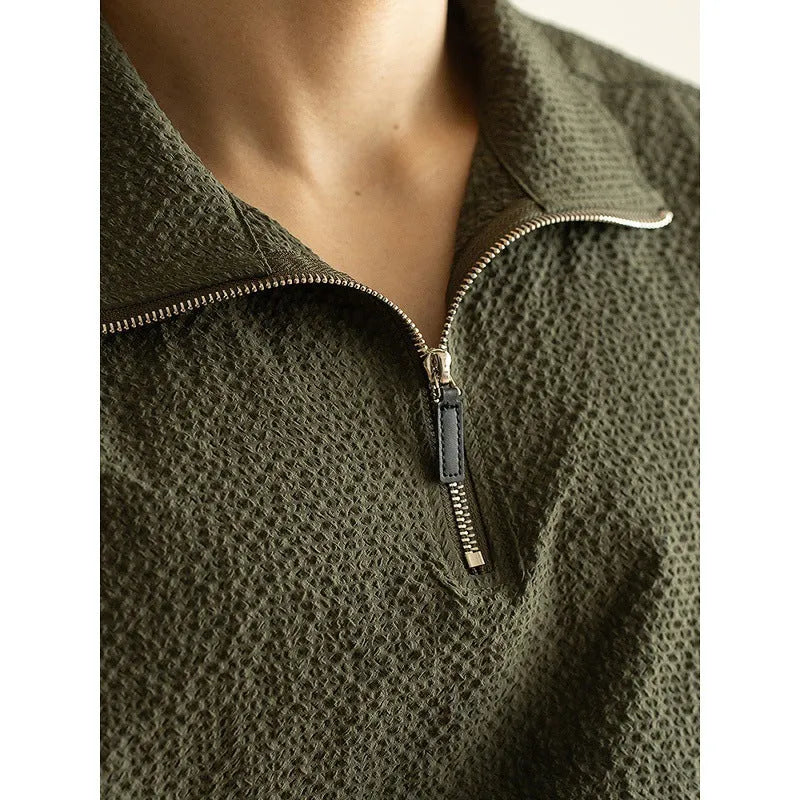 Men's cedar green loose fit short sleeve T-shirt made from quick-dry polyester fabric