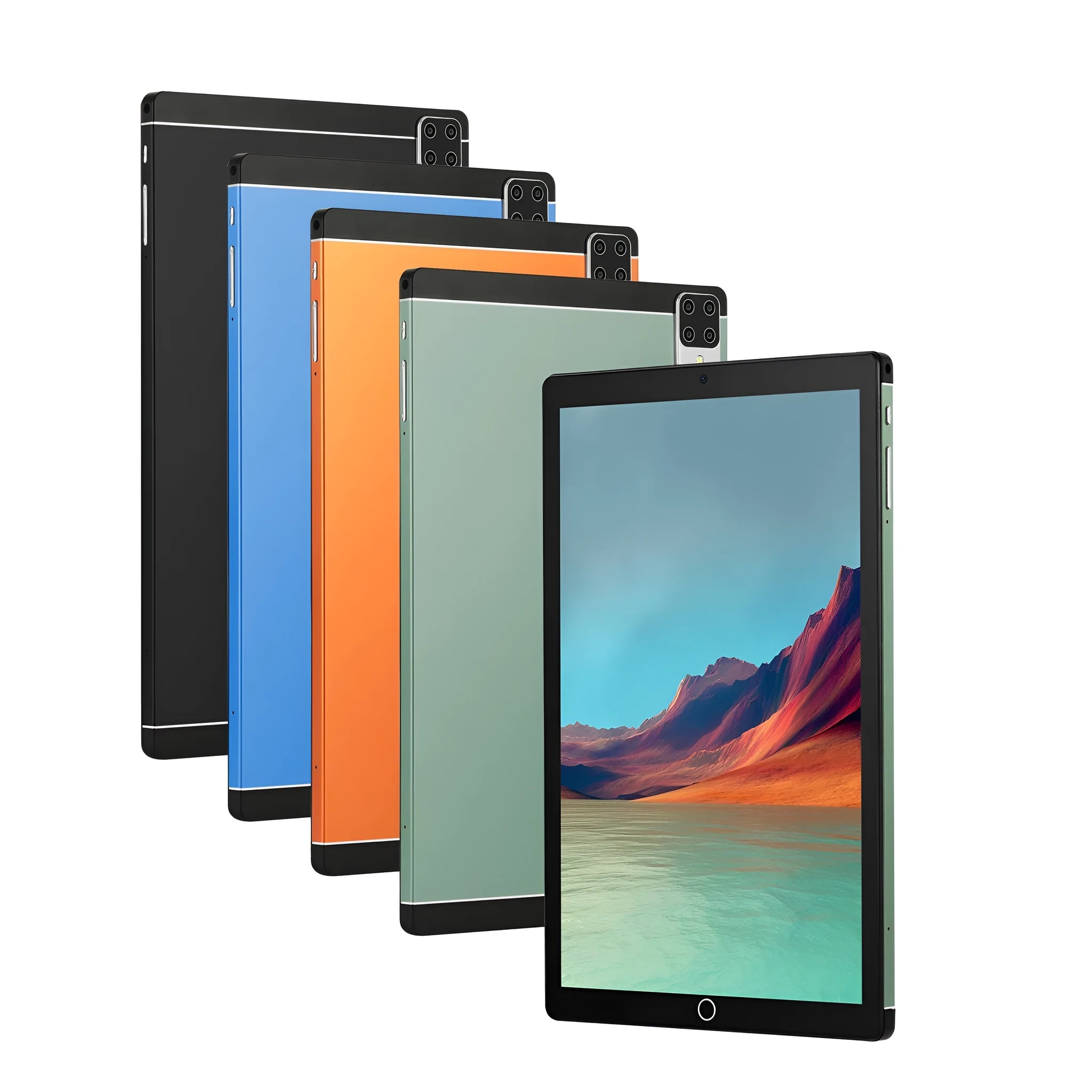 Android 15 tablet computer with 11.6-inch screen in blue colour, showing home screen interface.
