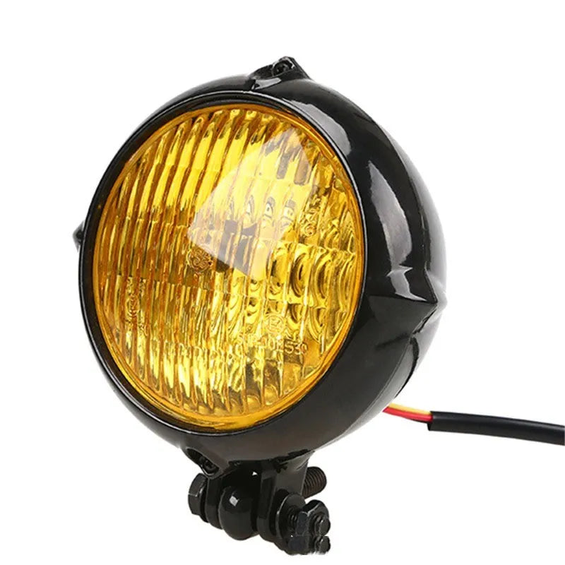 Harley motorcycle halogen headlights with electroplated black aluminium housing and yellow light output