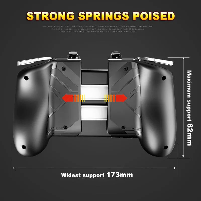 AK16 extendable L1 R1 trigger gamepad controller clamped onto a mobile phone