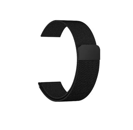 Stainless steel Apple Watch replacement strap in silver, showing metal links and clasp for 38mm-44mm models.