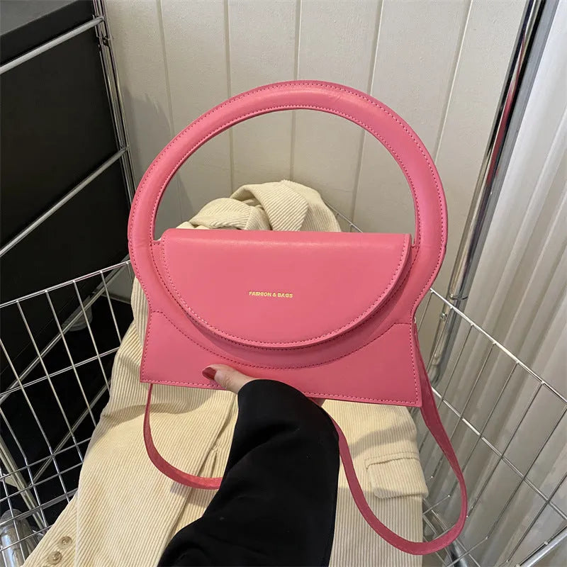 PU shoulder messenger bag in horizontal square shape with stitching detail