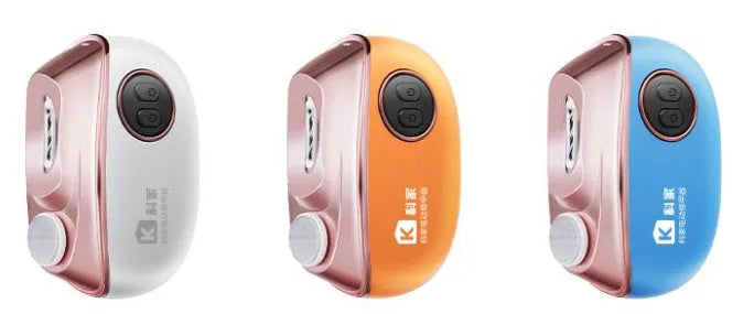 Blue electric nail clipper and polish two-in-one grooming tool with cleaning brush and USB cable