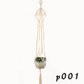 Woven wire planter basket in cotton rope, shown in desktop and wall hanging styles.