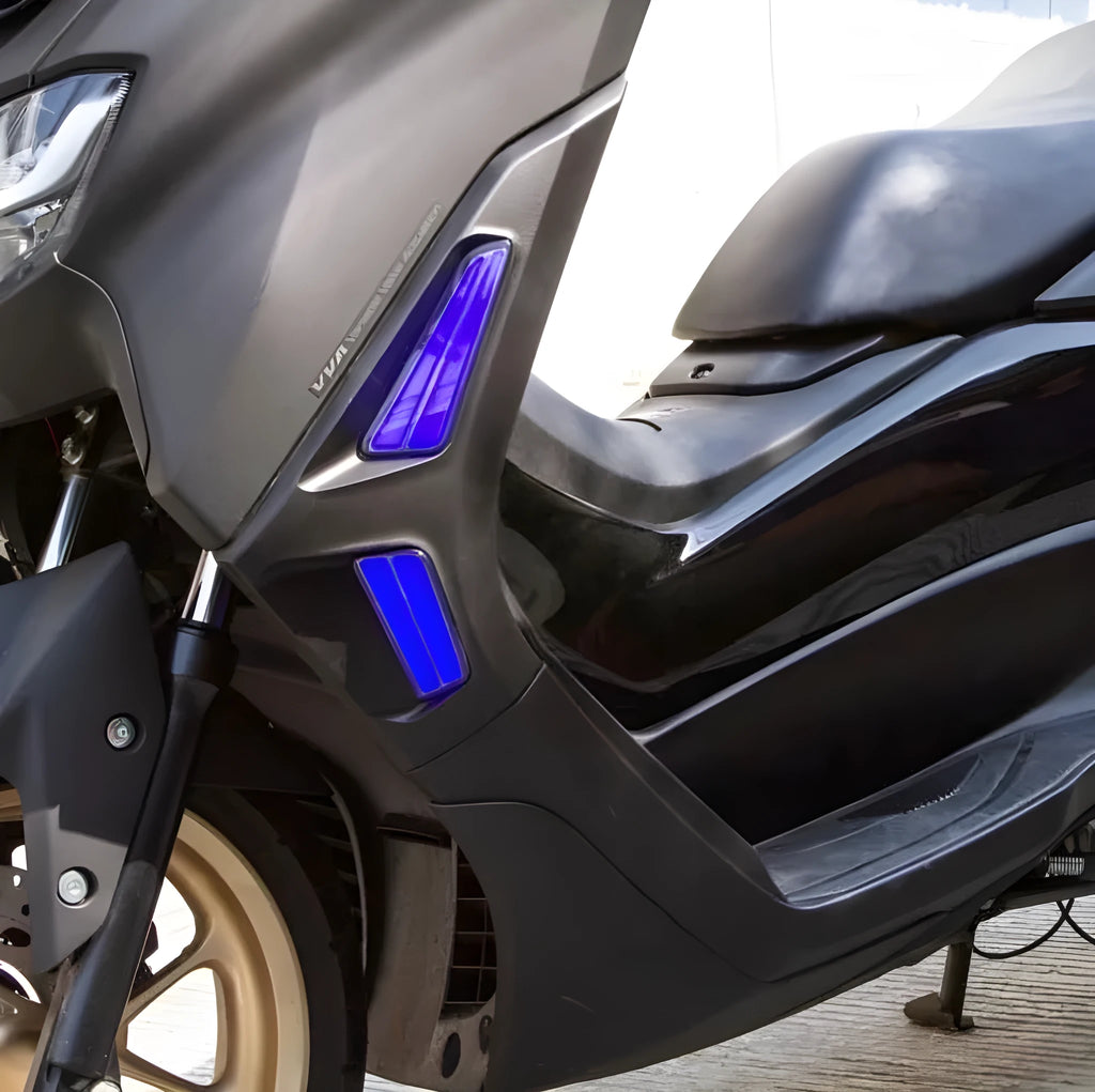 Pair of LED steering lights for Yamaha NMAX155 scooter in blue yellow colour