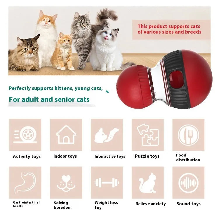 Plastic rotating cat toy with food dispenser measuring 155mm for indoor play