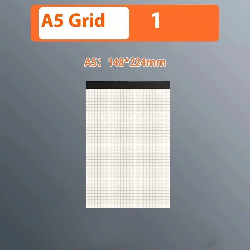 A4 A5 B5 writing pad notebook with tearable pages in blank, grid, and horizontal line styles