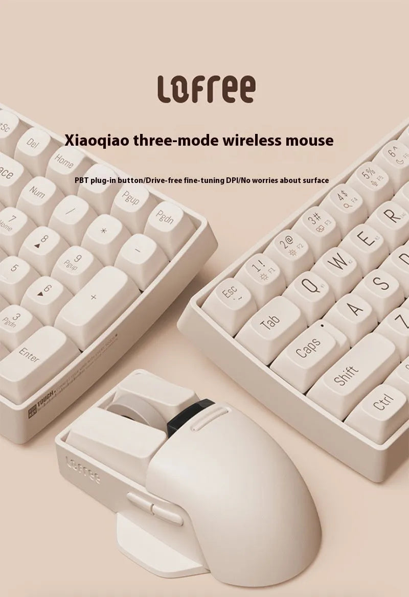 Xiaoqiao tofu colour wireless ergonomic mouse with USB receiver on a desk