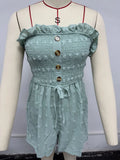 Women's sleeveless off-shoulder jumpsuit in blue polyester casual Japanese Korean style