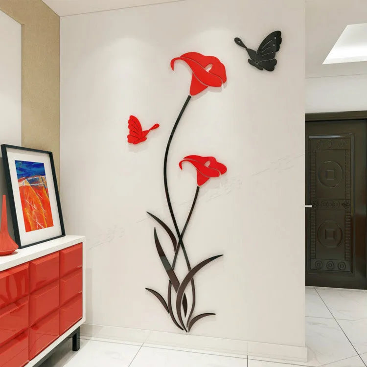 Lily design 3D acrylic wall sticker in multiple colour and size options