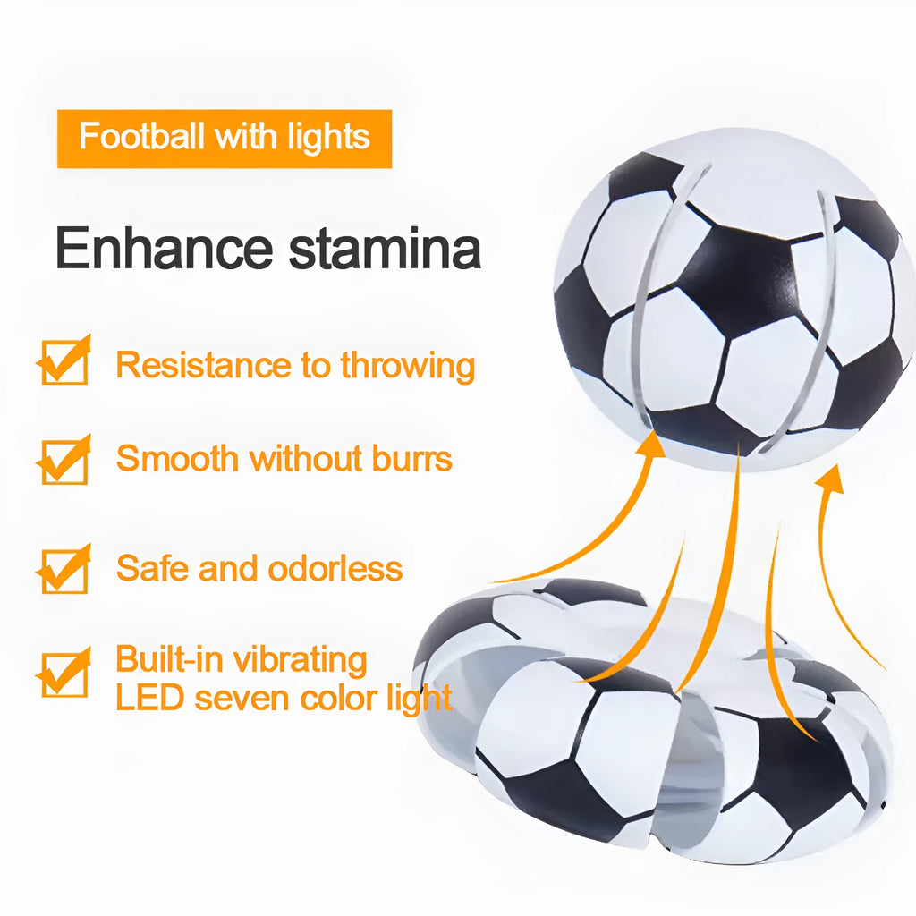 Glow-in-the-dark plastic dog ball toy that converts to flying disc with 9cm diameter