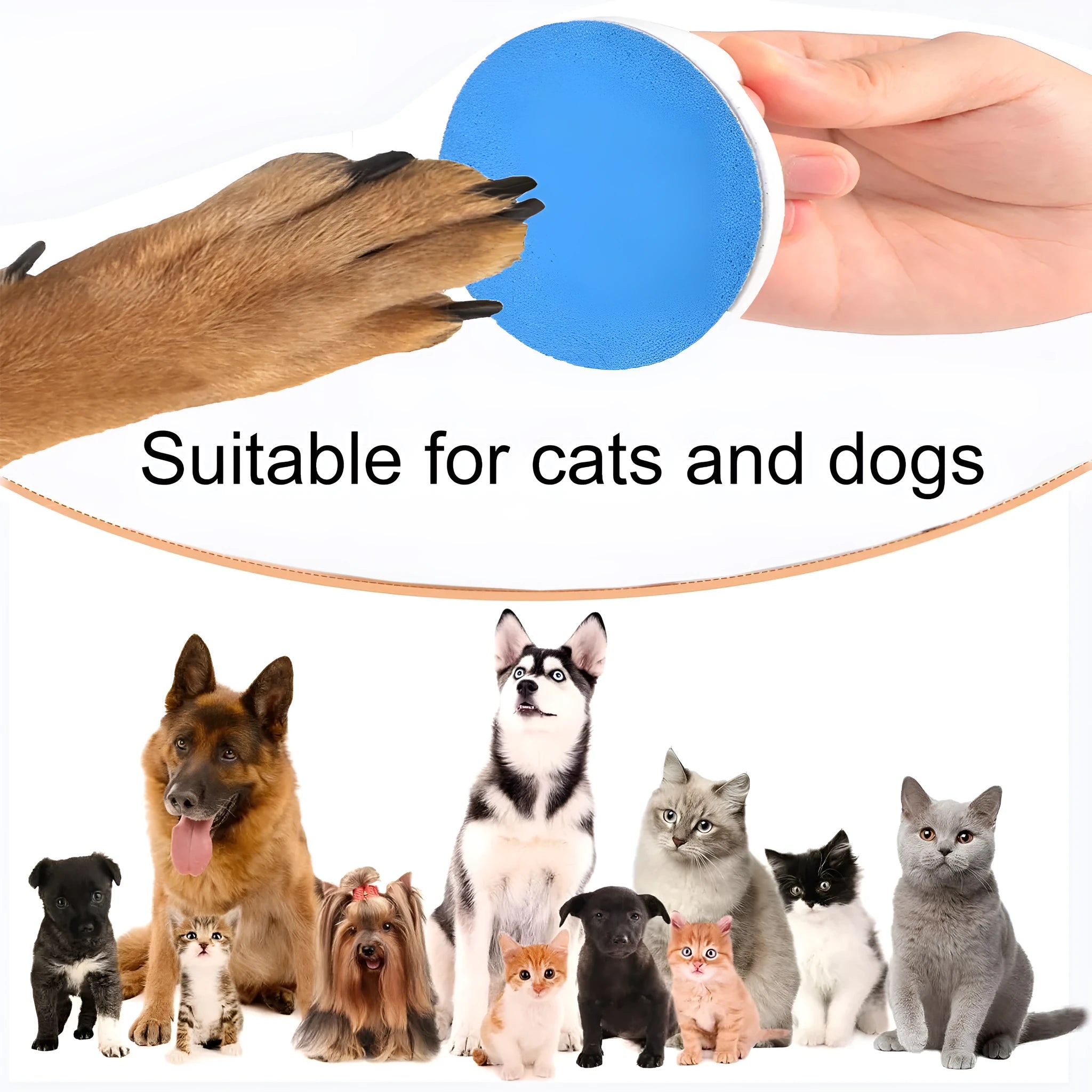 Dog nail scratch board with ergonomic handle showing sandpaper surface and colour options