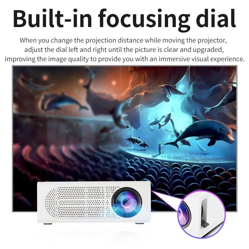 Black or white portable mini projector for wired connection to mobile phones