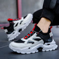 Four Seasons Sports mesh and leather daddy shoes in white with colour-blocked design and lace-up closure
