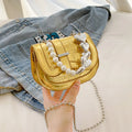 Laser pearl tote saddle girl mini crossbody bag in horizontal square shape with single strap