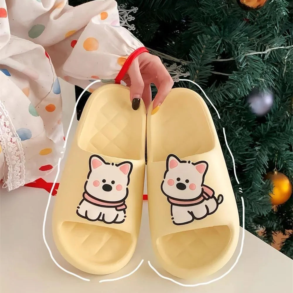 Fashion creative rhombus couple summer slippers thickened PVC flip flops home wear in cream white