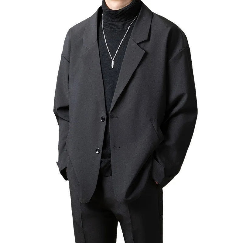 Men's loose fitting casual suit jacket in polyester blend fabric available in four colours