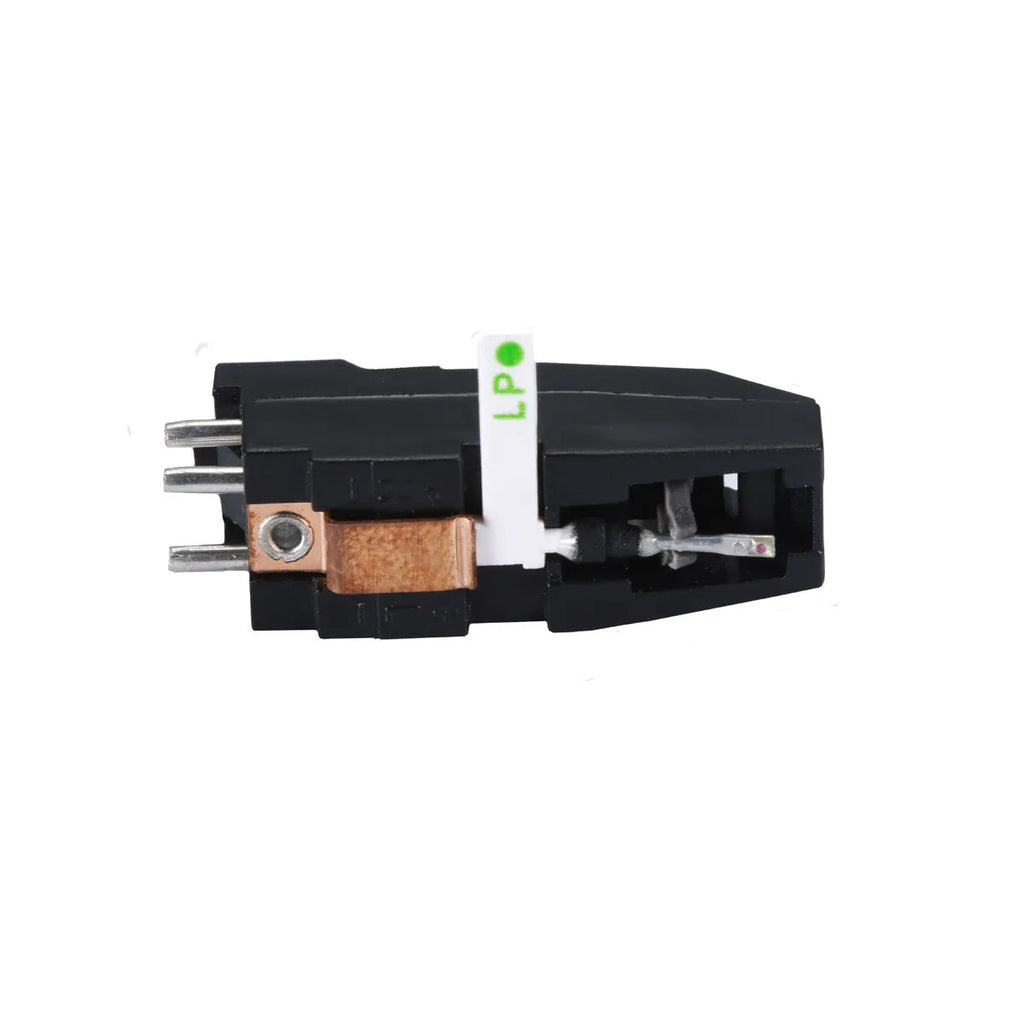 Double needle magnetic record player cartridge with ABS plastic shell measuring 28 by 10 millimetres