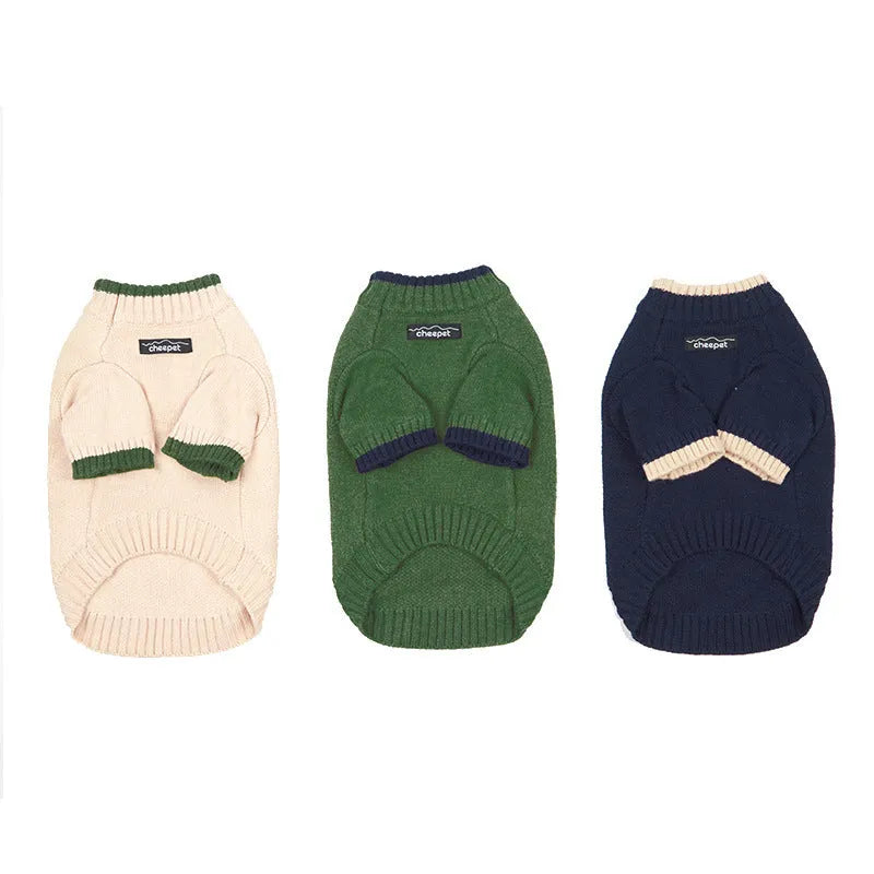 British-style two-leg dog sweater in wool blend material for winter warmth