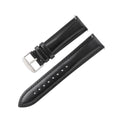 Quick-release leather watch strap in bright cowhide, shown in multiple colour and width options.